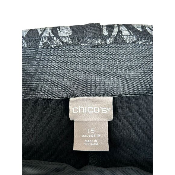 Chico's Pants Black Gray Floral Women's Sz 1.5 / US 10 Stretch Slimming - Picture 3 of 9
